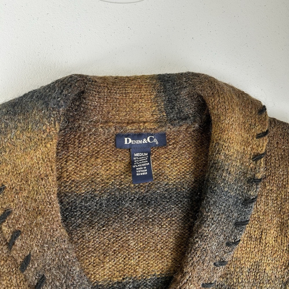 Denim & Co Heritage Alpaca Mohair Cardigan Womens M Country Cottage Oversized - Picture 8 of 11